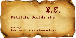 Mititzky Boglárka névjegykártya